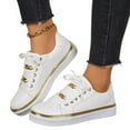 thumbnail image 6 of EKVAHL Women Lace-Up Leather Sneakers Platform Chunky Heel Athletic Shoes, Round Toe Non-Slip Trendy Running Casual Shoes White, 6 of 6