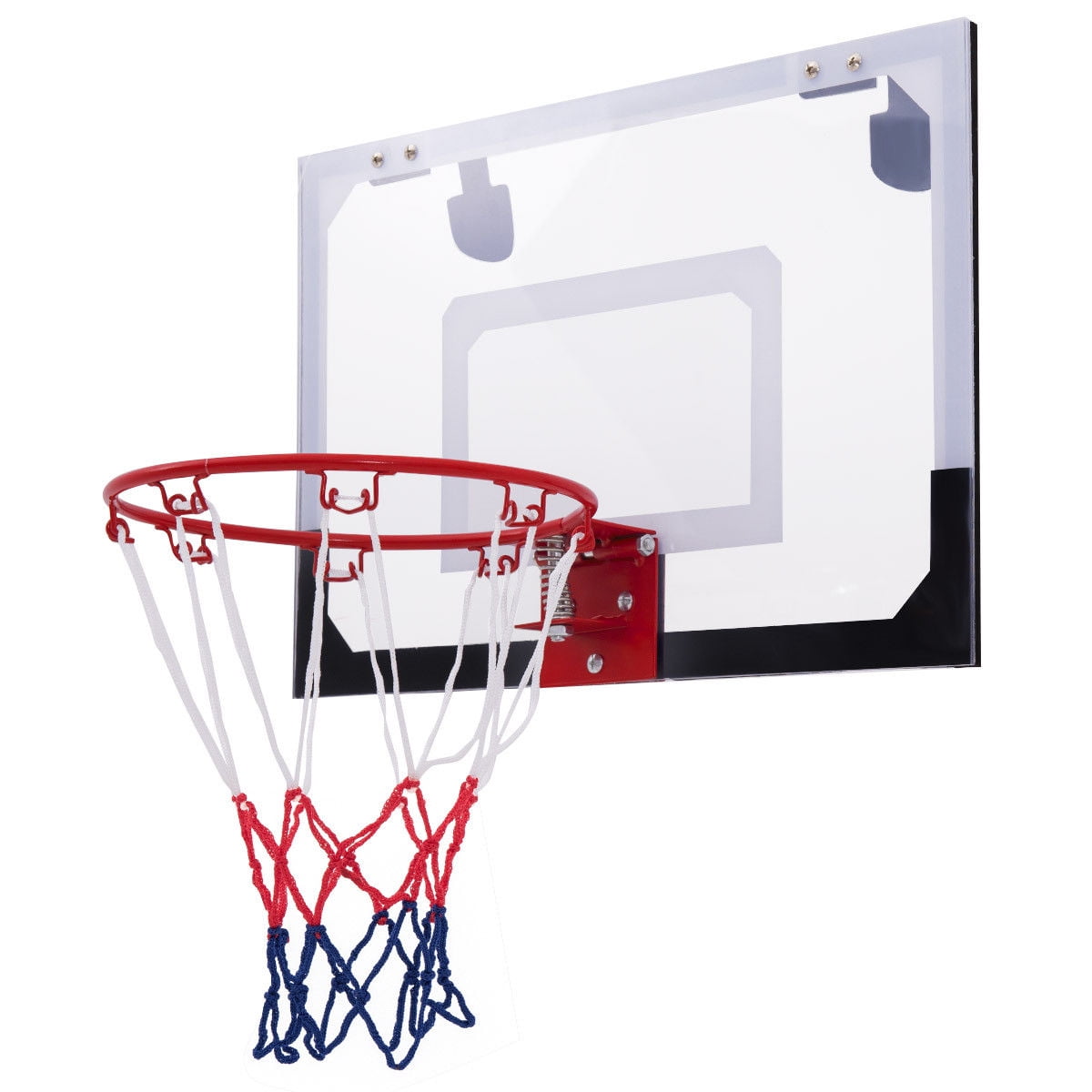 Portable Includes 5 Rubber Ball Mini Hoop Basketball Backboard 18 x 11 Polycarbonate Board Flexible Rim and Net round21 Over The Door 