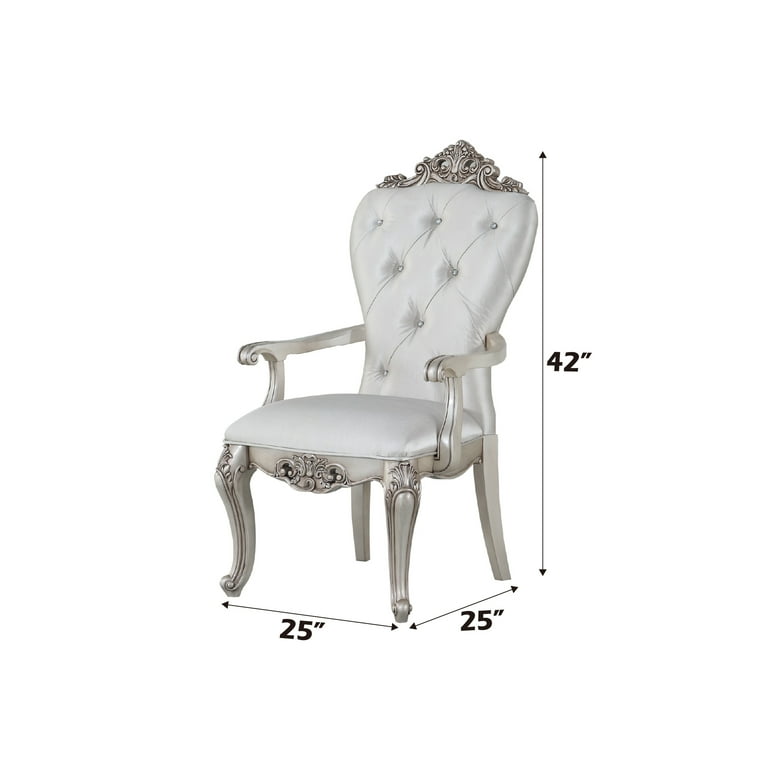 Acme Gorsedd Arm Chair (Set-2), Cream Fabric & Golden Ivory
