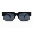 thumbnail image 5 of Locs Mens Thick Temple Half Rim Squared Rectangle Gangster All Black Sunglasses Matte Black, 5 of 8