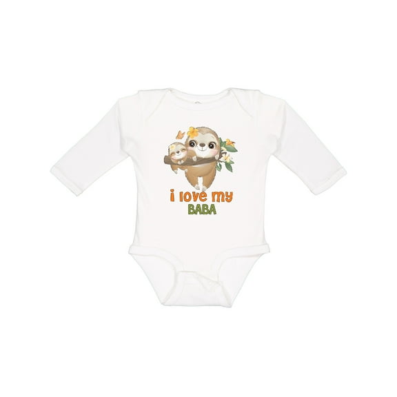 Inktastic Sloth I Love My Baba Boys or Girls Long Sleeve Baby Bodysuit
