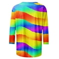 thumbnail image 4 of 3/4 Sleeve T Shirts For Women Casual Style Round Neck Colorful Printed T Shirt Top Slim 2025 Fall Blouses Pullover Outfits, 4 of 5
