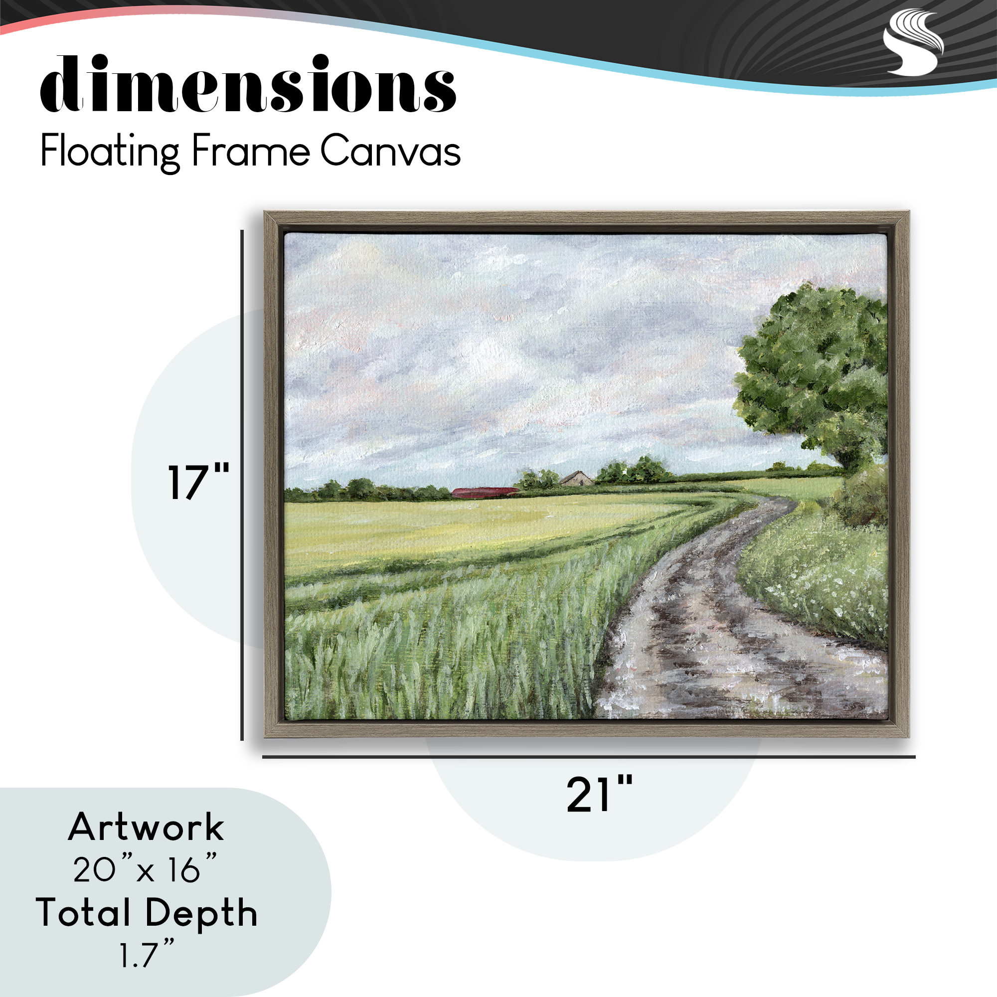 Winding Country Roads Brown Framed Floater Canvas Wall Art, design by Leah Noel Art