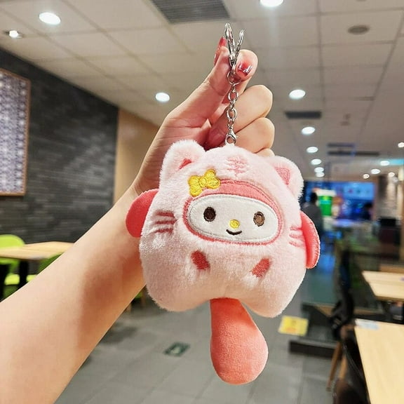 Kuromi Plush Animal Keychain Little Tiger Kuromi My Melody Cinnamoroll Plush Toy Pendant Pom Pom Purin Cute lmage Doll