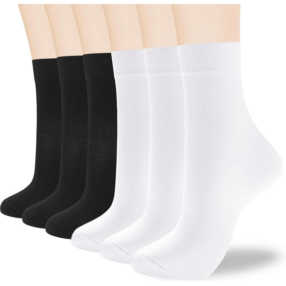6 Pairs Thin Cotton Socks for Women, Soft Bootie Dress Socks, Above Ankle Crew Casual Socks