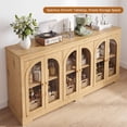 thumbnail image 4 of HOQBN 68" Modern Arched Glass Sideboard with 6 Doors, Buffet Cabinet with Storage and Adjustable Shelves, Large Credenza for Living Room,Kitchen,Entryway,Natural, 4 of 9