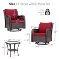thumbnail image 5 of Yartaka 3 Pieces Patio Conversation Set PE Rattan Wicker Chairs Outdoor Furniture Set, Red, 5 of 8