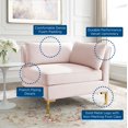 thumbnail image 5 of Sofa Corner Chair, Velvet, Pink, Modern Contemporary Urban Design, Living Lounge Room Hotel Lobby Hospitality, 5 of 6