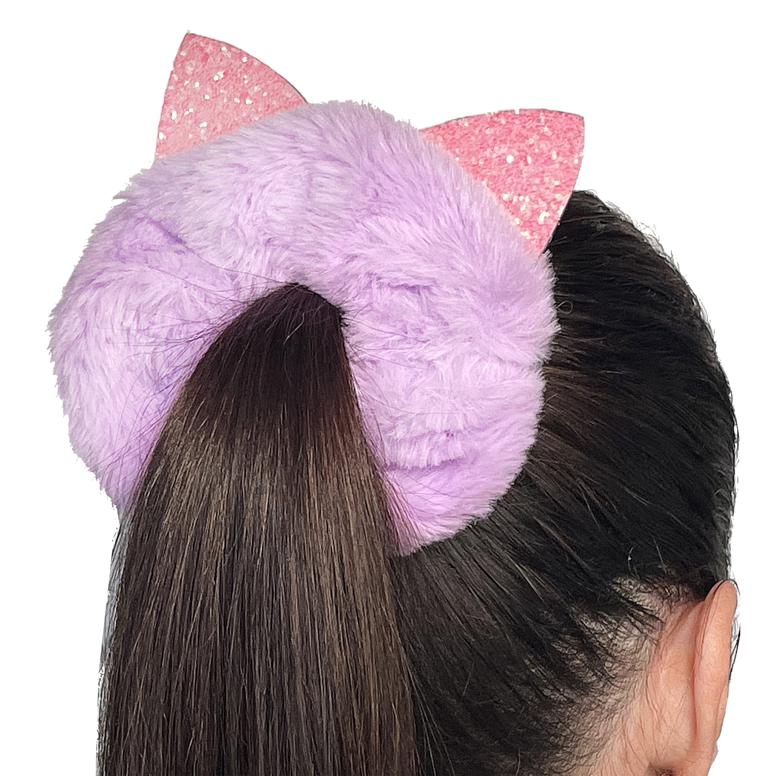 Enchante Accessories Girls' Sequin & Faux Fur Cat Ear Hair Scrunchie Hair  Ties, 4 Count 