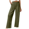 thumbnail image 2 of ZHYou Womens Pants,Baggy,High Waist,Pleated,Wide Leg Trousers,Button Closure,Loose Fit Casual Pants,Army Green,Size XL, 2 of 9
