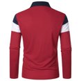 thumbnail image 2 of SOMOWI Graphic Tees for Men Patchwork Splicing Button Turn Down Long Sleeve Red Going Out Fall Tops 4XL, 2 of 4