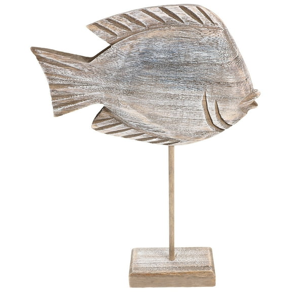 HONMEET 1Pcs Wood Fish Statue Light Brown 14.6x9.4x2.2in Decorative Good Luck Symbol Rustic Nautical Fish Ornament