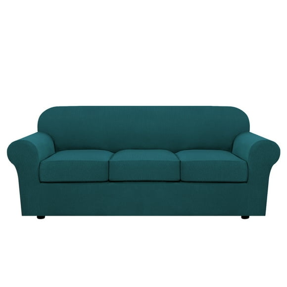 Transform Old Sofa, Stretch Fit, Effortless Installation, Full Protection for Sofas with Individual Cushions, Machine Washable Slipcover, 4 Pieces for Large Sofas, Vert Foncé