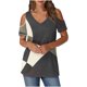 thumbnail image 1 of Tops de Algodón para las Mujeres Color Bloqueado Impreso Manga Corta Cuello en V Fuera Del Hombro, Top de Moda para Diario, 1 of 9