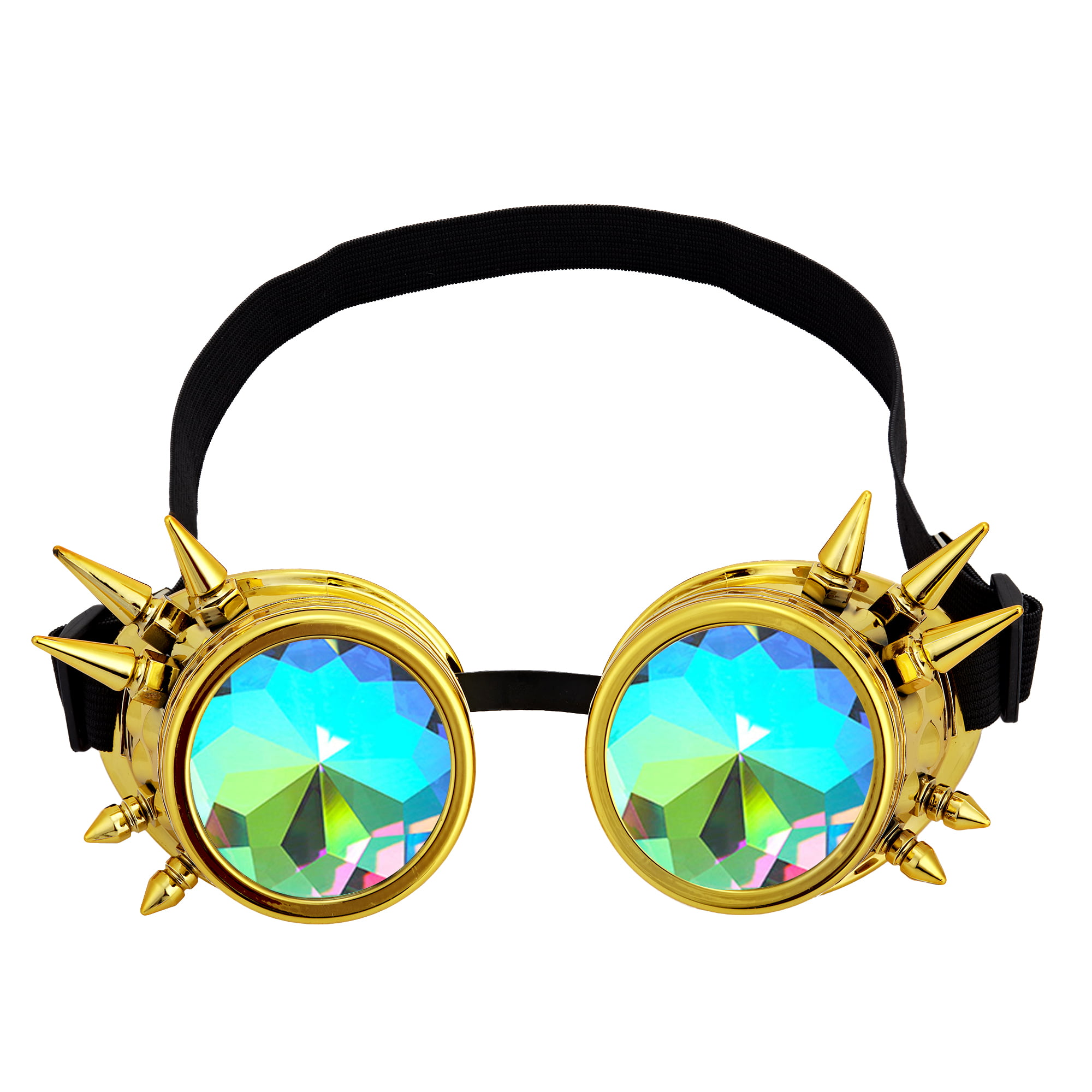 FUT ABS Rainbow Spiked Steampunk, lentes de caleidoscopio Rave Cyber  Welding Goth Cosplay Vintage gafas