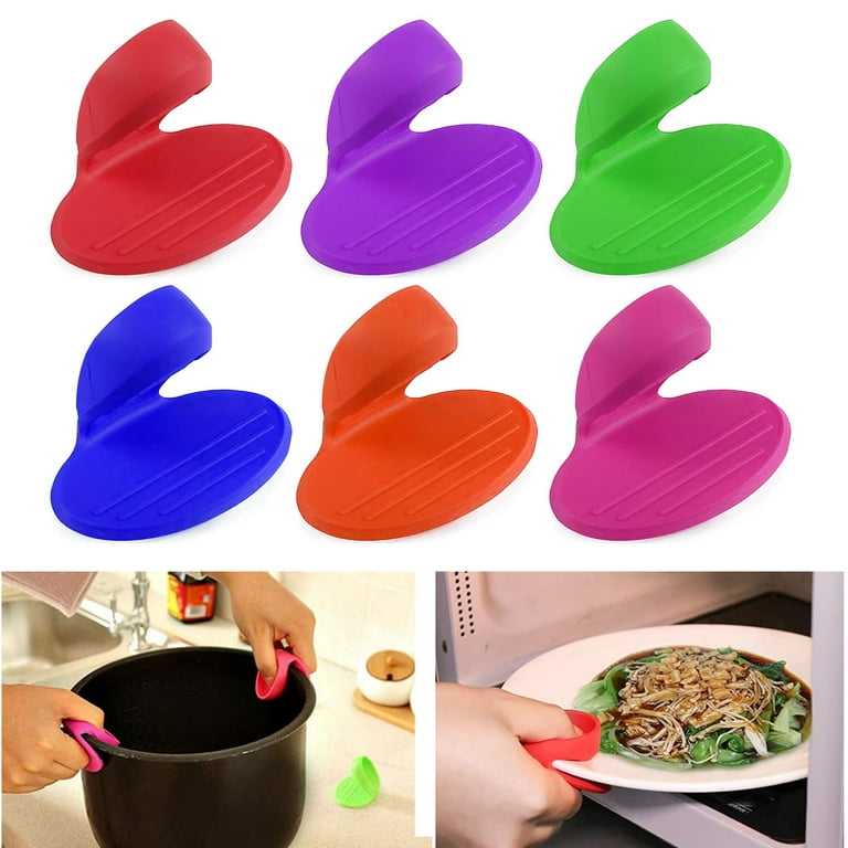 SUGARDAY Silicone Pot Holders and Oven Mitts Sets Kitchen Gloves  Heat-Resistant Non-Slip for Baking Cooking Black 4 Pieces 