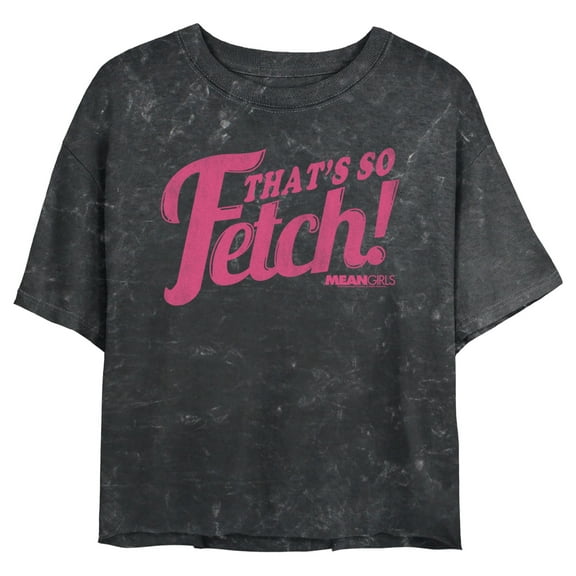Junior's Mean Girls Distressed That Is So Fetch Quote Graphic Crop T-Shirt Black Medium