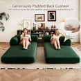thumbnail image 6 of 78.8" Corduroy 4-in-1 Convertible Sofa Bed, No-Assembly Lounge Futon with Pull-Out Mattress, Modern Sleeper Couch for Living Room,Green, 6 of 9
