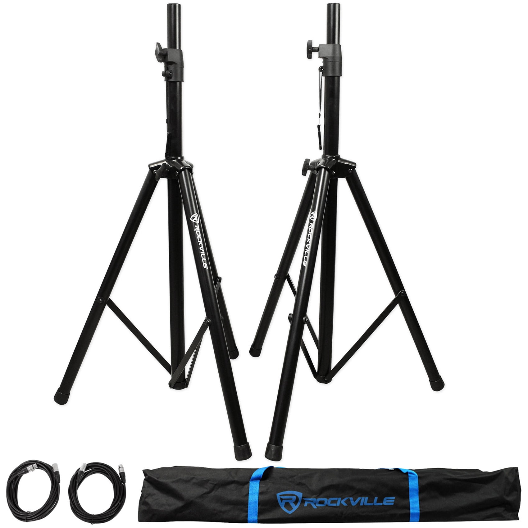 Pair Rockville RPG15 15" 2000w Powered PA/DJ Speakers + 2 Stands + 2 Cables+Bag
