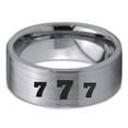 thumbnail image 2 of Tungsten Lucky Number Seven Band Ring 8mm Men Women Comfort Fit Gray Flat Cut Brushed Polished, 2 of 4