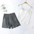 thumbnail image 2 of QIUOMBBP Pajamas for Women Set Sleeveless Modal Sleepwear with Built in Bra Spaghetti Strap Cami Tanks and Shorts 2 Piece Lounge Set, White, M, 2 of 4