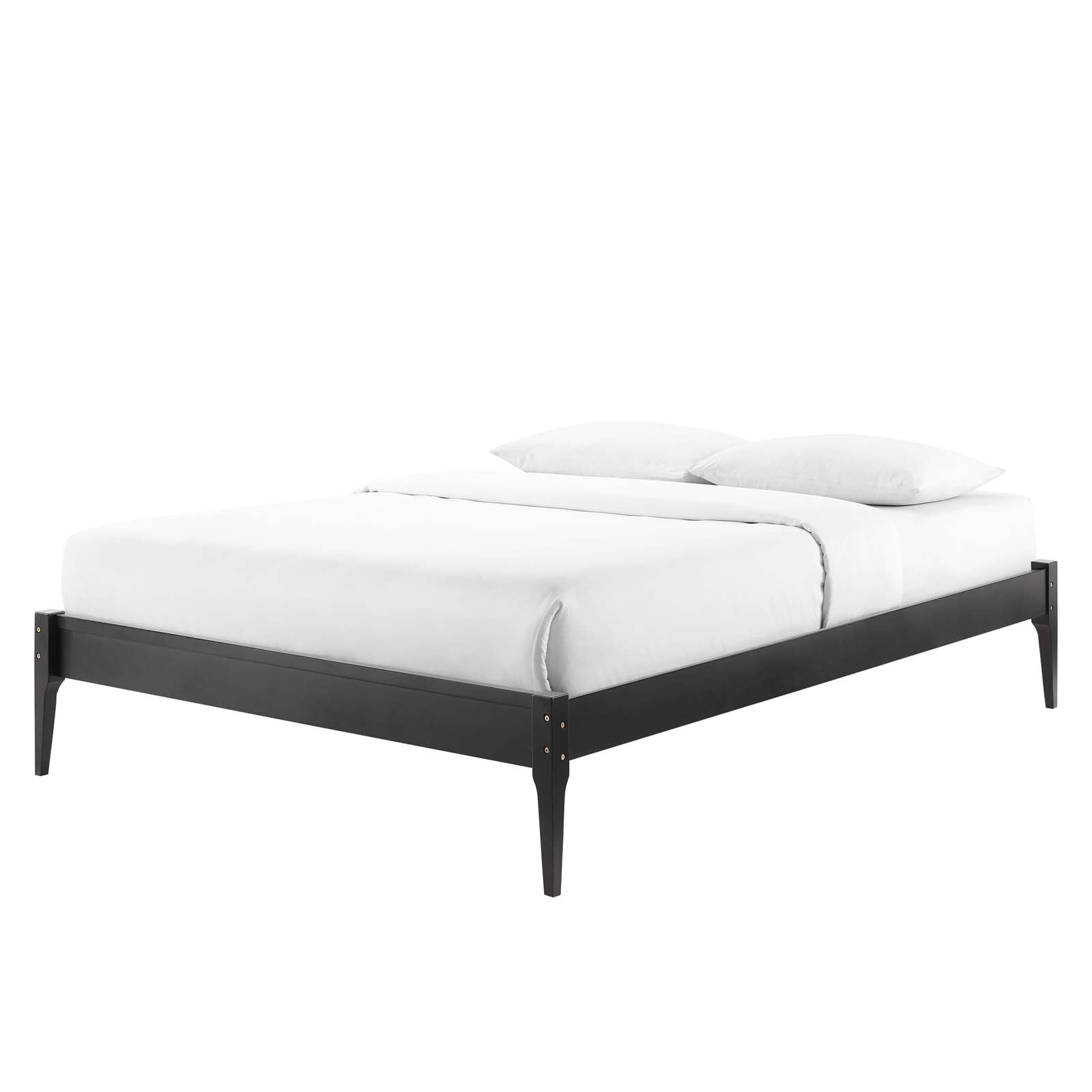 Platform Bed Frame, Full Size, Wood, Black, Modern Contemporary Urban