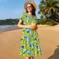 thumbnail image 4 of Easygdp Lemon1 para Vestido Transpirable de Mujer, Vestido Suelto de Manga Corta con Pliegues y Bolsillos para el Verano, 4 of 6