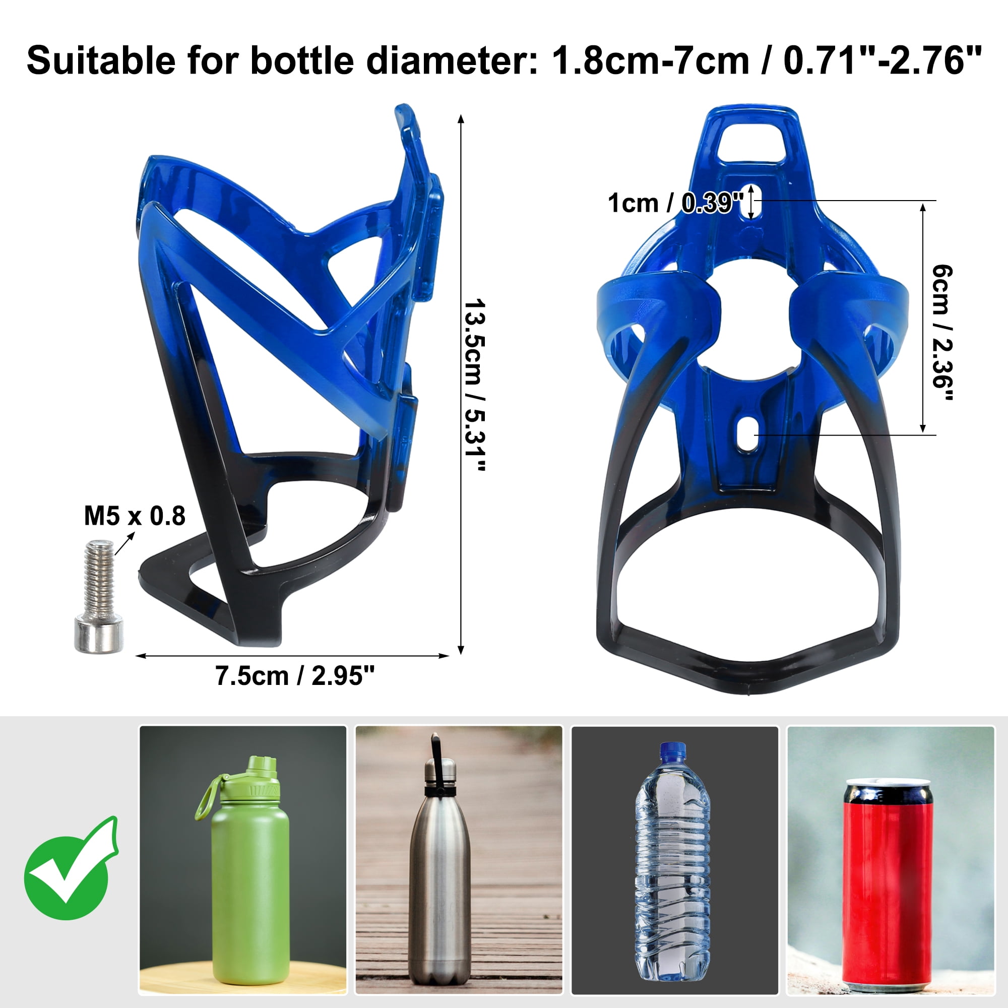 Unique Bargains 1 Set Universal Bike Water Bottle Cage Holder Plastic Black Blue