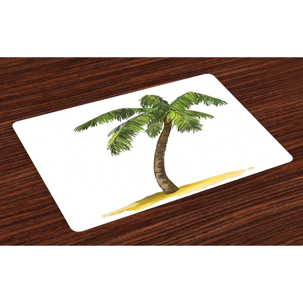 Palm Tree Placemats Set of 4 Cartoon Palm Tree Image Tropical Plant and