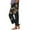 Black, variant on YUANGUANST Women's Wide Leg Pants Women's Casual Boho Floral Print Stripe Cotton Linen Pants Elastic Waisted Summer Spring Beach Baggy Office Slacks