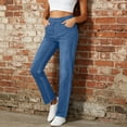 thumbnail image 2 of Cmfcve Women's Elastic Waist Jeans High Waisted Pull on Straight Leg Denim Pants Casual Summer Stretchy Jeans with Pockets, 2 of 9