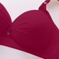 thumbnail image 5 of Thredzr Women's Ribbed Adjustable Wireless Bra Deep Cup Without Steel Rings Front Pleated Bra Push Up Full Back Coverage Underwear Court Style Gathering Comfort Gathered Bralette Wine 36, 5 of 5