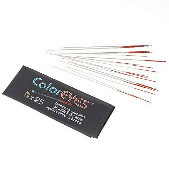 The Beadsmith ColorEYES Beading Needles, Size 12, Red Tip, 25 Count