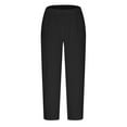 thumbnail image 3 of Lmnyox Wide Leg Cotton Linen Pants for Women Elastic High Waist Flowy Trousers with Pocket Summer Lightweight Pants, 3 of 5