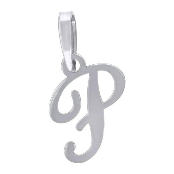 925 Sterling Silver Unisex Cursive Initial Alphabet P Charm Pendant for Men Women