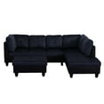 thumbnail image 3 of Aukfa Sectional Sofa, 3 Piece Living Room Couch with Storage Ottoman, Right Facing Chaise, Dark Blue, 3 of 10