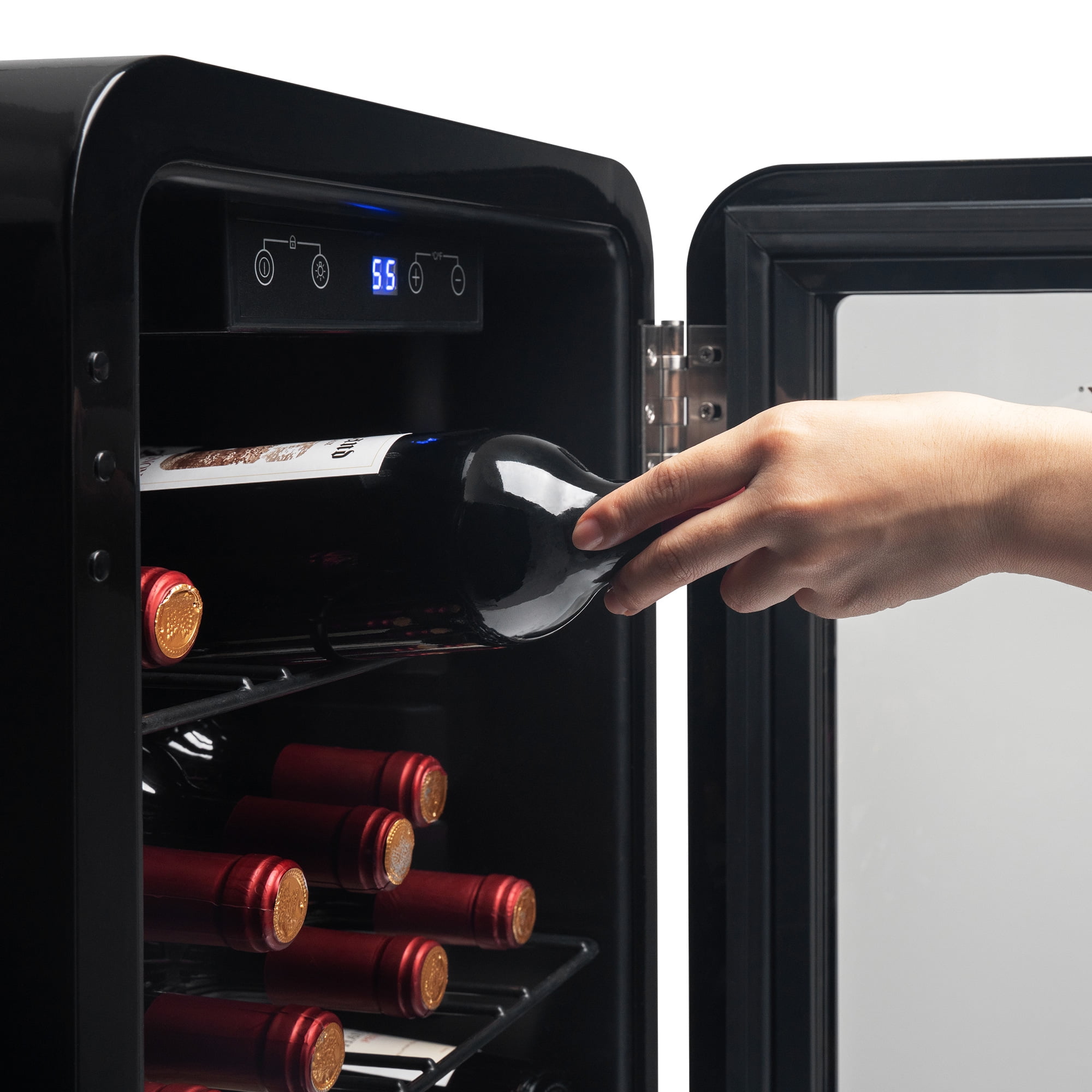 LYPER Wine Cooler Countertop Freestanding Wine Cellars Compressor System Champagne Chiller Digital Temperature Control UV-Protective Finish Max Load 24 Standard Bottle