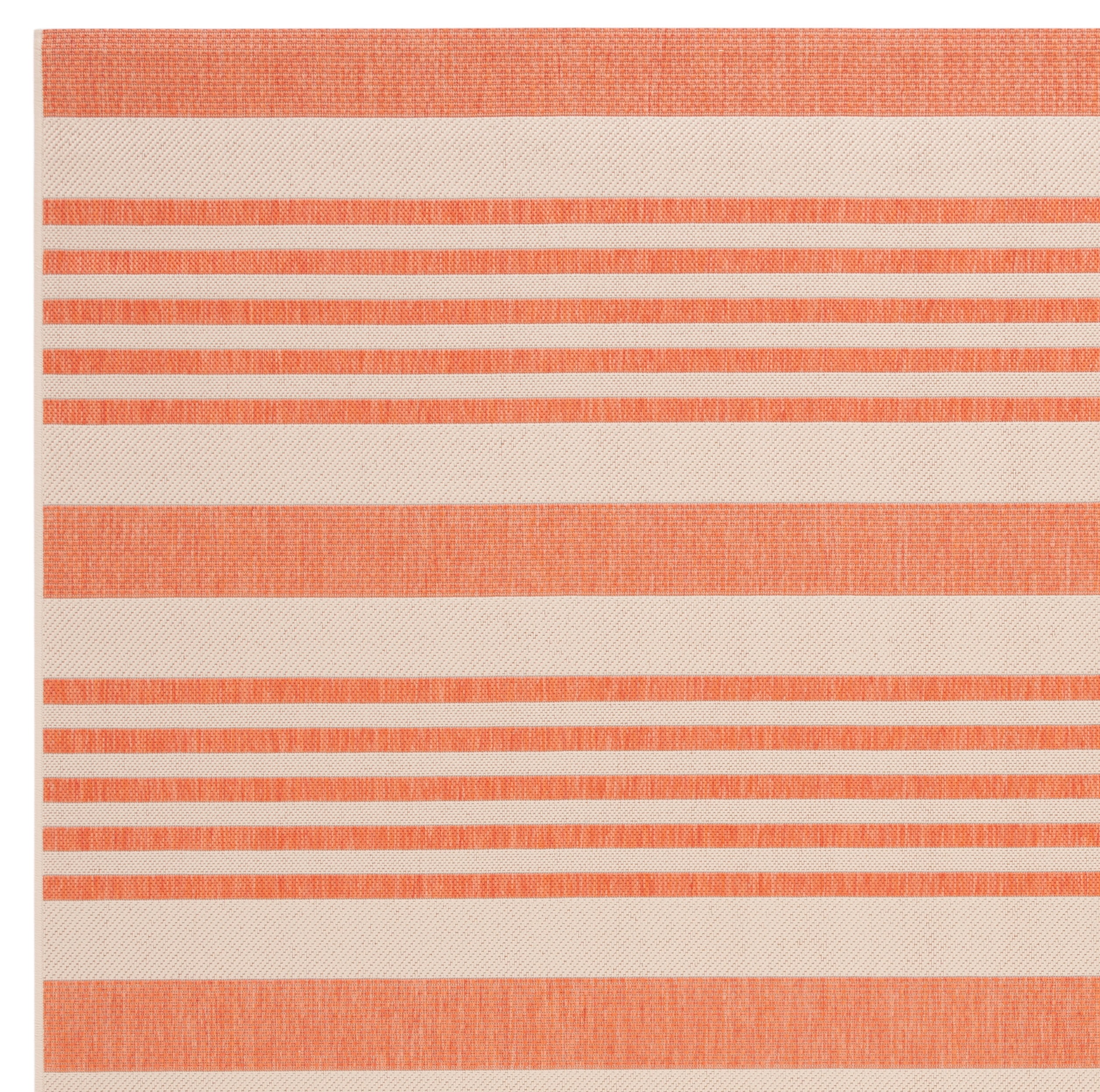 SAFAVIEH Martha Stewart Striped Indoor/Outdoor Area Rug, Rust/Cream, 6'7" x 8'7"
