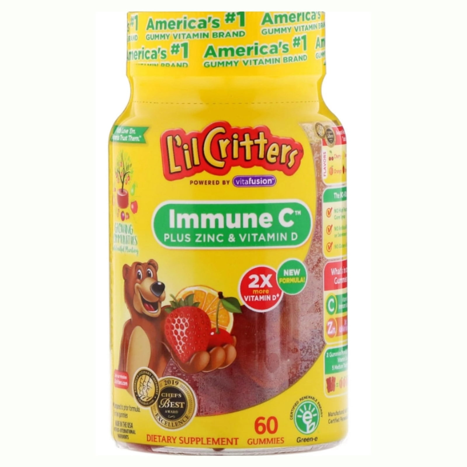2 Pack L'il Critters Gummies Immune C Plus Zinc & Vitamin D 60 Each