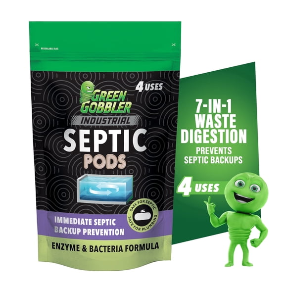 Green Gobbler Industrial Strength Septic Tank Treatment Pods - 4 Treatments, 4 Piece Count