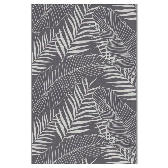 Tapis Palmier Tropical en gris 6 pi x 9 pi