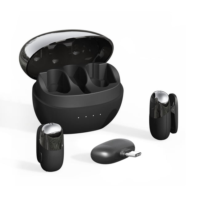 Zootealy Microphone à Pince Sans Fil avec Réduction du Bruit et Interface Type-C - Transmission à Longue Portée, Prêt à l'Emploi, Noir