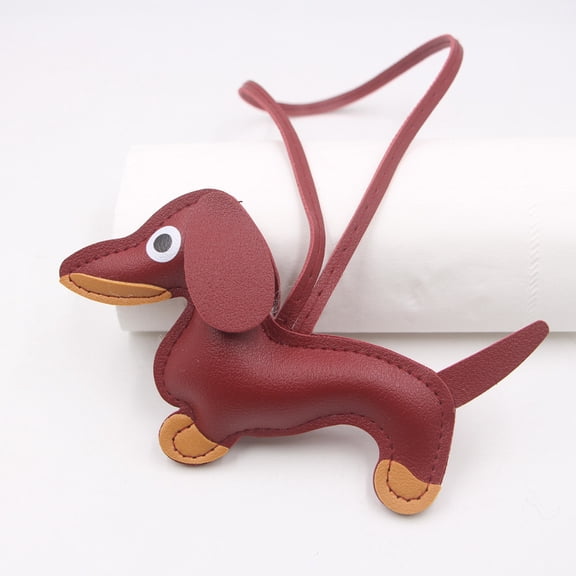 Gmogad Leather Sausage Dog Keychain Handmade Dachshund Bag Pendant, Cute Dog Key Ring Phone Case Accessory, Car Backpack Charm Decoration Gift for Dog Lovers Men Women