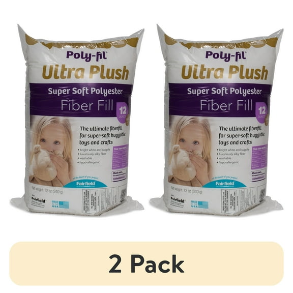 (2 pack) Poly-Fil Ultra Plush Super Soft Polyester Fiberfill Stuffing, 12oz Bag, by Fairfield