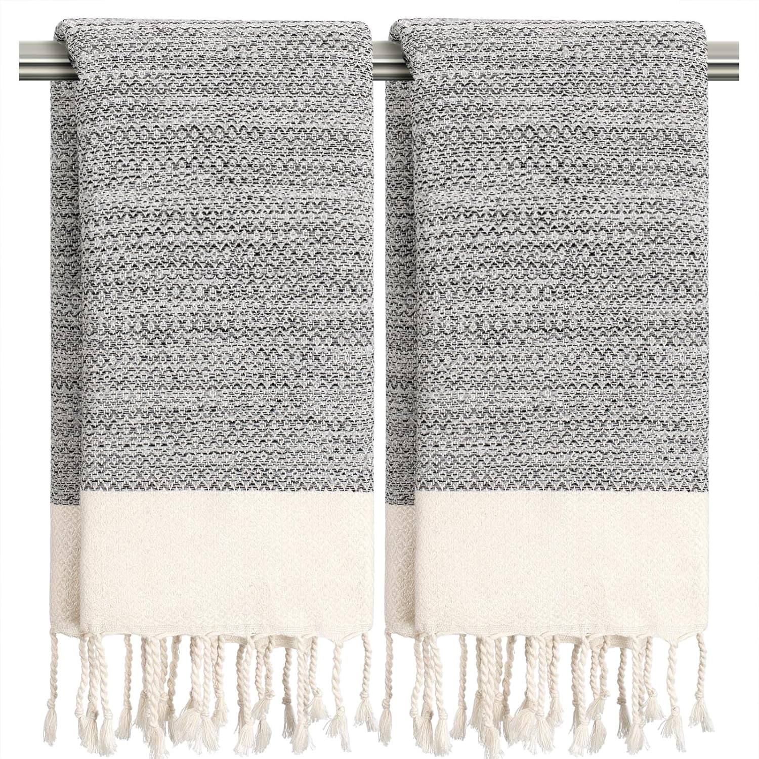 RGHJAR-Hand Towels for Bathroom - 2-Pack,16x40 Inch-100% Cotton,Turkish Bathroom Hand Towels,Super Absorbent & Quick-Dry Soft for Bath, Kitchen, Spa, Face, Hair, Dishcloth (Light Quarry)