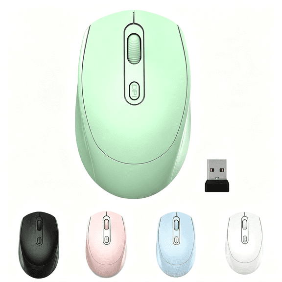 GJX Wireless Mouse,2.4G,Silent,Usb Nano Receiver for Laptop,Chromebook,Pc,Mac,Windows and School Work (Silent Usb Mouse Green)