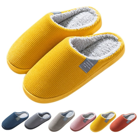 UngA Mens for House Warm Soft Plush Flop Slippers Flip On Shoes Slippers Men's Women's Slippers Bath Slippers for Women Men Indoor (Yellow,9)