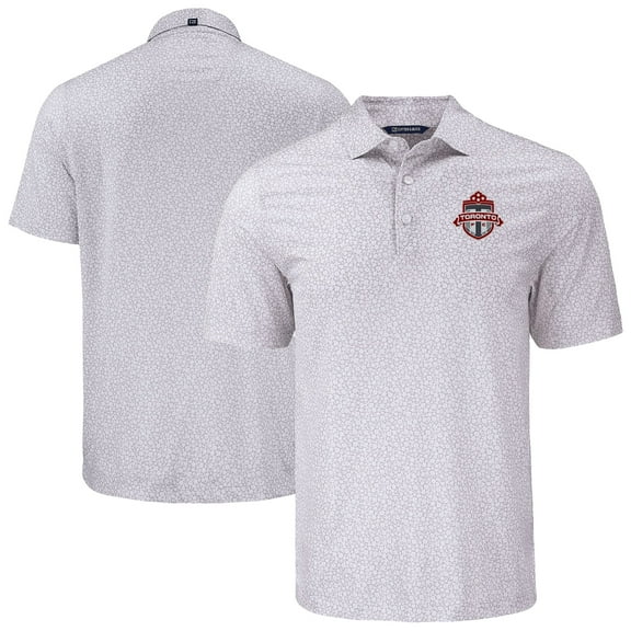 Men's-Cutter & Buck  Gray Toronto FC Pike Eco Flora Print Recycled Polo