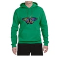 thumbnail image 2 of Wild Bobby, Colorful Rainbow Patterned Butterfly Animal Lover Unisex Graphic Hoodie Sweatshirt, Kelly, X-Large, 2 of 3