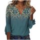 thumbnail image 2 of ICHUANYI Clearance Women's Casual Printed Three-quarter Sleeve V-neck Flared Sleeve T-shirt Shirt(Navy, M) ICHUANYI WER2023080708901, 2 of 5